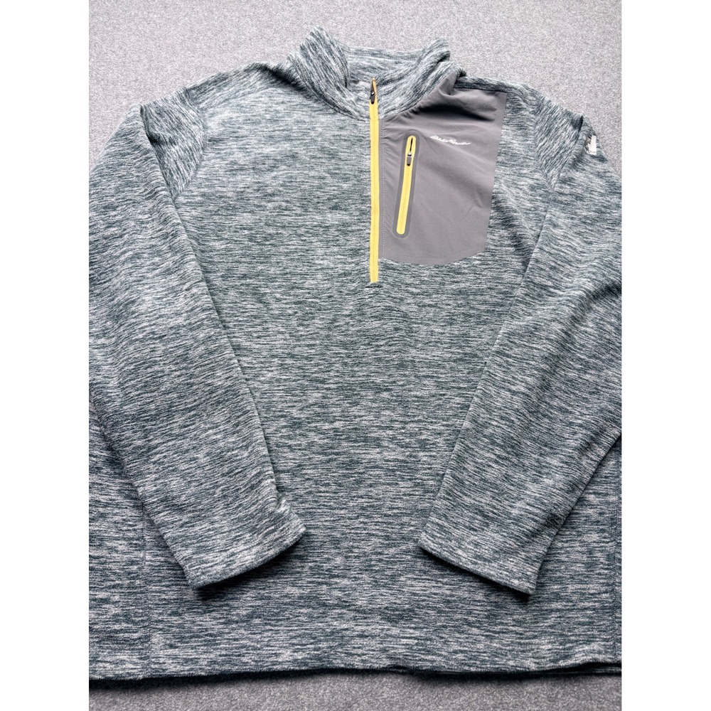 Eddie Bauer First Ascent Mens T2XL 1/4 Zip Fleece Pullover Gray Space Dye